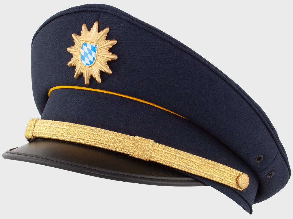 Polizei Schirmmützen Riemen silber mit gold Bayern ziehbar Mützenriemen 