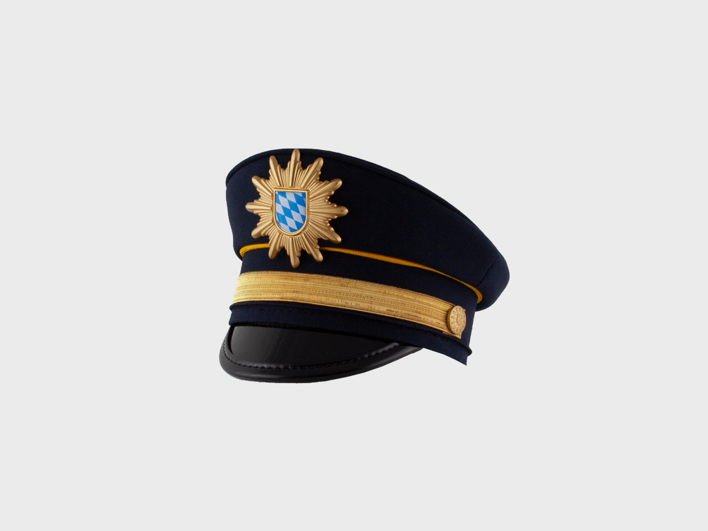 Polizei Schirmmützen Riemen silber mit gold Bayern ziehbar Mützenriemen